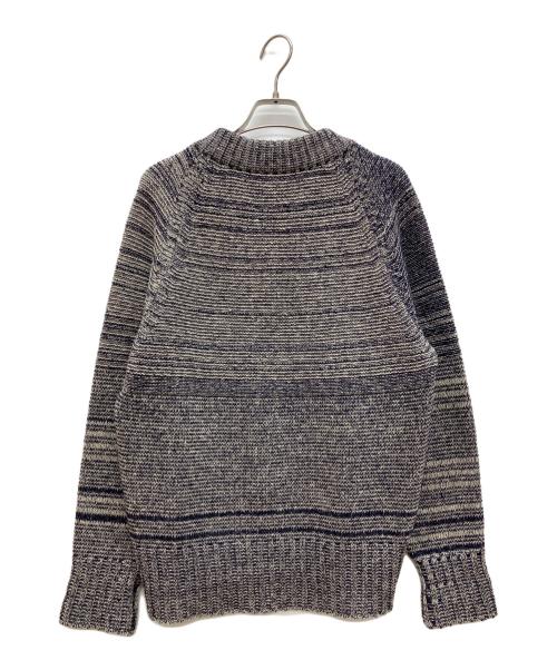 NIGEL CABOURN（ナイジェルケーボン）NIGEL CABOURN (ナイジェルケーボン) ウールブレンドVネックストライプセーター グレー サイズ:46の古着・服飾アイテム