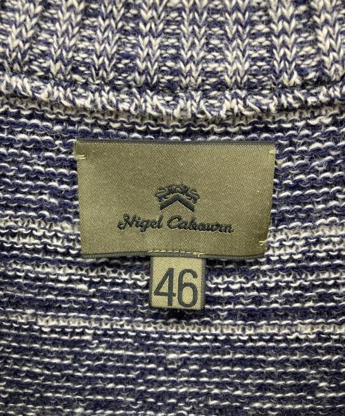 NIGEL CABOURN（ナイジェルケーボン）NIGEL CABOURN (ナイジェルケーボン) ウールブレンドVネックストライプセーター グレー サイズ:46の古着・服飾アイテム