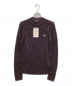 FRED PERRY×AMY WINEHOUSEフレッドペリー×アイミー・ワインハウス）の古着「Open-Knit Metallic Ribbed Top　オープンニットメタリックリブトップ」｜ブラック
