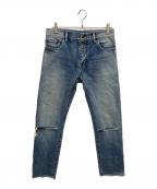 Saint Laurent Parisサンローランパリ）の古着「ニークラッシュ加工スキニーデニムパンツ」｜インディゴ