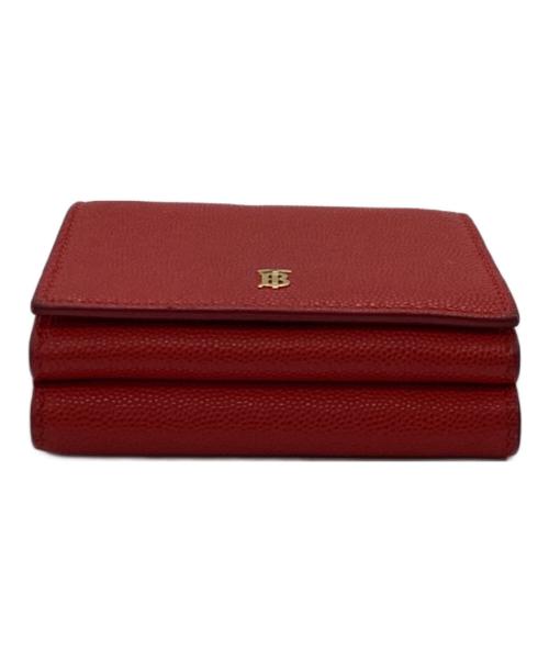 BURBERRY（バーバリー）BURBERRY (バーバリー) TBロゴ グレイニーレザー フォールディングウォレット 折り財布 レッドの古着・服飾アイテム