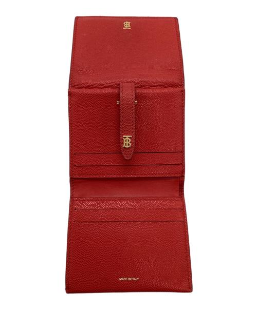 BURBERRY（バーバリー）BURBERRY (バーバリー) TBロゴ グレイニーレザー フォールディングウォレット 折り財布 レッドの古着・服飾アイテム