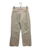 LURAKUルラク）の古着「セミフレアウォッシュデニムパンツ」｜ベージュ