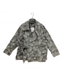 DYCTEAM（ディーワイシーチーム）の古着「パッチワークデニムジャケット スノーウォッシュジャガードジャケット」｜グレー