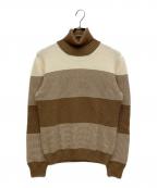 GRAN SASSOグランサッソ）の古着「タートルネックボーダーニット」｜ベージュ