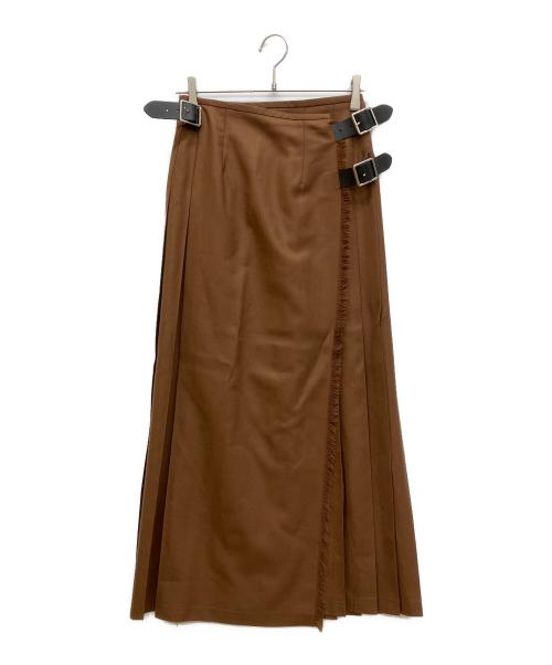 O’NEIL OF DUBLIN（オニールオブダブリン）O’NEIL OF DUBLIN (オニールオブダブリン) ウール プリーツ巻きスカート ブラウン サイズ:Mの古着・服飾アイテム