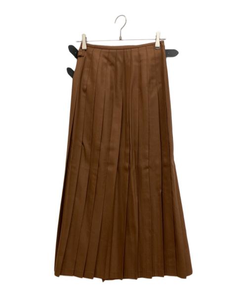 O’NEIL OF DUBLIN（オニールオブダブリン）O’NEIL OF DUBLIN (オニールオブダブリン) ウール プリーツ巻きスカート ブラウン サイズ:Mの古着・服飾アイテム