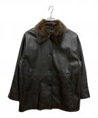 JOURNAL STANDARDジャーナルスタンダード）の古着「ウォッシャブルフェイクレザーファー襟付カバーオール」｜ブラック