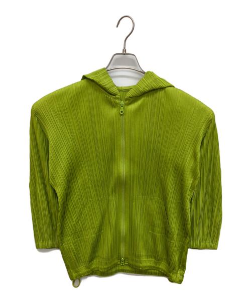 PLEATS PLEASE（プリーツプリーズ）PLEATS PLEASE (プリーツプリーズ) プリーツジップパーカー グリーン サイズ:3の古着・服飾アイテム