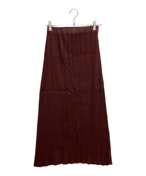 PLEATS PLEASE（プリーツプリーズ）PLEATS PLEASE (プリーツプリーズ) プリーツマキシAラインスカート ボルドー サイズ:2の古着・服飾アイテム