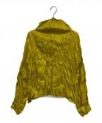 PLEATS PLEASEプリーツプリーズ）の古着「シワ加工ハイネックカットソー　ボトルネック」｜イエロー