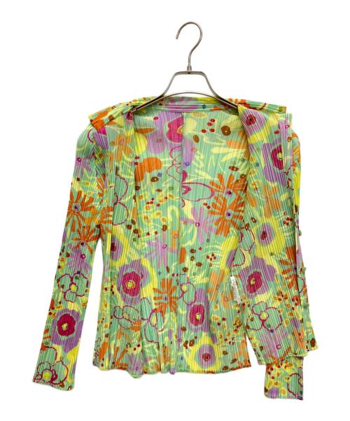 PLEATS PLEASE（プリーツプリーズ）PLEATS PLEASE (プリーツプリーズ) フラワープリントプリーツシャツ イエロー サイズ:3の古着・服飾アイテム