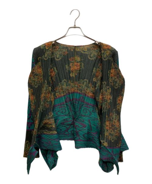 PLEATS PLEASE（プリーツプリーズ）PLEATS PLEASE (プリーツプリーズ) プリーツトッパーカーディガン グリーン サイズ:3の古着・服飾アイテム