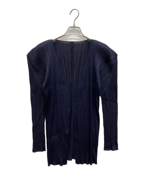 PLEATS PLEASE（プリーツプリーズ）PLEATS PLEASE (プリーツプリーズ) プリーツトッパーカーディガン ネイビー サイズ:3の古着・服飾アイテム