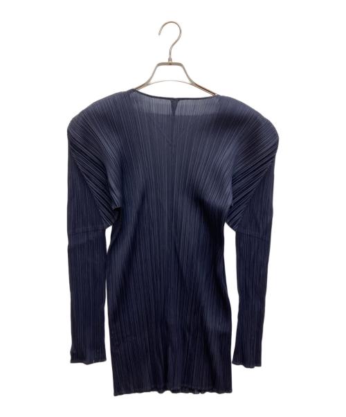 PLEATS PLEASE（プリーツプリーズ）PLEATS PLEASE (プリーツプリーズ) プリーツトッパーカーディガン ネイビー サイズ:3の古着・服飾アイテム