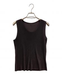 PLEATS PLEASE（プリーツプリーズ）の古着「プリーツタンクトップ　ノースリーブブラウス」｜チャコールグレー