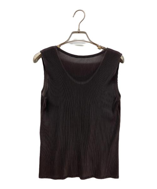 PLEATS PLEASE（プリーツプリーズ）PLEATS PLEASE (プリーツプリーズ) プリーツタンクトップ　ノースリーブブラウス チャコールグレー サイズ:3の古着・服飾アイテム