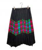 PLEATS PLEASEプリーツプリーズ）の古着「幾何柄プリーツボリュームスカート」｜ブラック