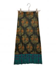 PLEATS PLEASE（プリーツプリーズ）の古着「総柄プリーツスカート」｜グリーン