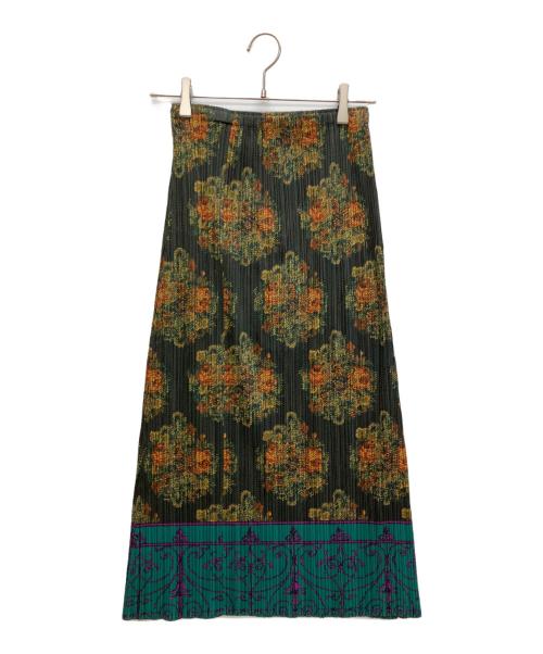 PLEATS PLEASE（プリーツプリーズ）PLEATS PLEASE (プリーツプリーズ) 総柄プリーツスカート グリーン サイズ:SIZE3の古着・服飾アイテム
