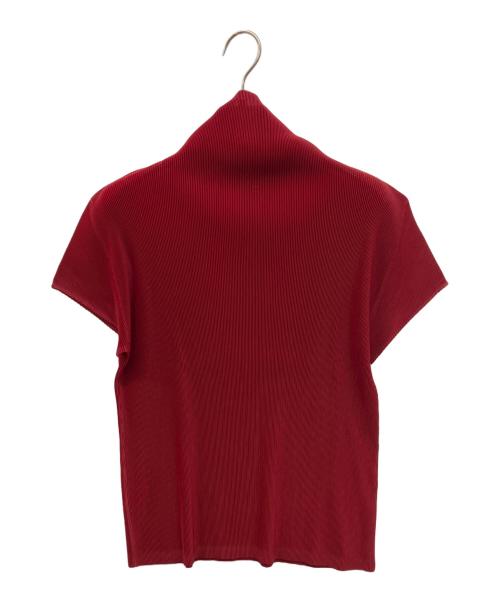 PLEATS PLEASE（プリーツプリーズ）PLEATS PLEASE (プリーツプリーズ) プリーツハイネックカットソー レッド サイズ:不明の古着・服飾アイテム