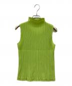 PLEATS PLEASEプリーツプリーズ）の古着「プリーツノースリーブカットソー」｜グリーン