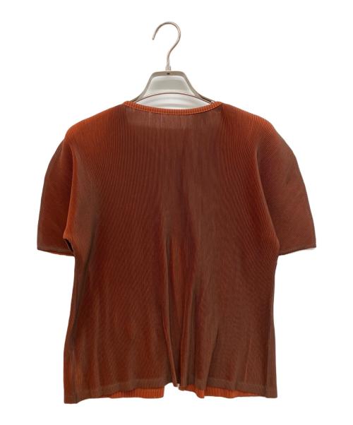 PLEATS PLEASE（プリーツプリーズ）PLEATS PLEASE (プリーツプリーズ) プリーツ半袖カーディガン ブラウン サイズ:3の古着・服飾アイテム