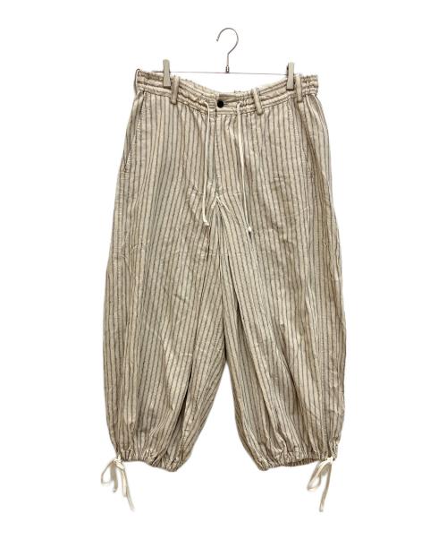 s'yte（サイト）s'yte (サイト) Linen/Cotton Butcher Stripe Hakama Balloon Pants　ワイドハカマバルーンパンツ アイボリー サイズ:SIZE 3の古着・服飾アイテム