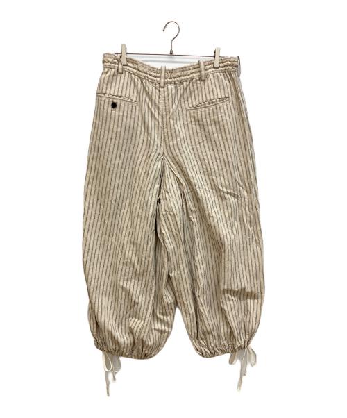 s'yte（サイト）s'yte (サイト) Linen/Cotton Butcher Stripe Hakama Balloon Pants　ワイドハカマバルーンパンツ アイボリー サイズ:SIZE 3の古着・服飾アイテム