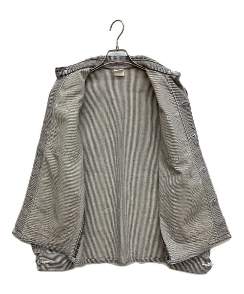 Pointer（ポインター）POINTER (ポインター) ヒッコリーストライプワークジャケット  カバーオール  ブラック サイズ:XSの古着・服飾アイテム