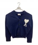 AMI PARISアミ パリス）の古着「ハートロゴウールニットカーディガン」｜ネイビー