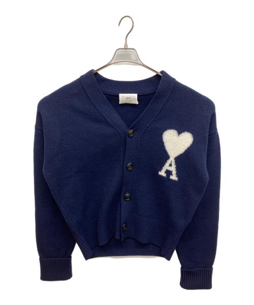 AMI PARIS（アミ パリス）AMI PARIS (アミ パリス) ハートロゴウールニットカーディガン ネイビー サイズ:Ｍの古着・服飾アイテム