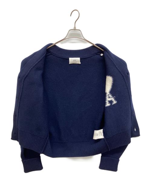 AMI PARIS（アミ パリス）AMI PARIS (アミ パリス) ハートロゴウールニットカーディガン ネイビー サイズ:Ｍの古着・服飾アイテム