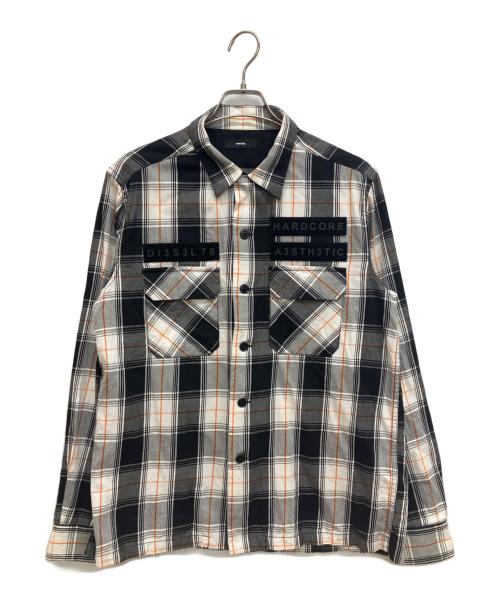 DIESEL（ディーゼル）DIESEL (ディーゼル) ワッペンチェックシャツ ブラック サイズ:Mの古着・服飾アイテム