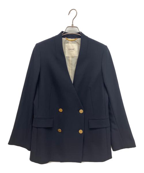 journal standard L'essage（ジャーナルスタンダード レサージュ）journal standard L'essage (ジャーナルスタンダード レサージュ) ノーカラーキンボタンジャケット ネイビー サイズ:FREEの古着・服飾アイテム