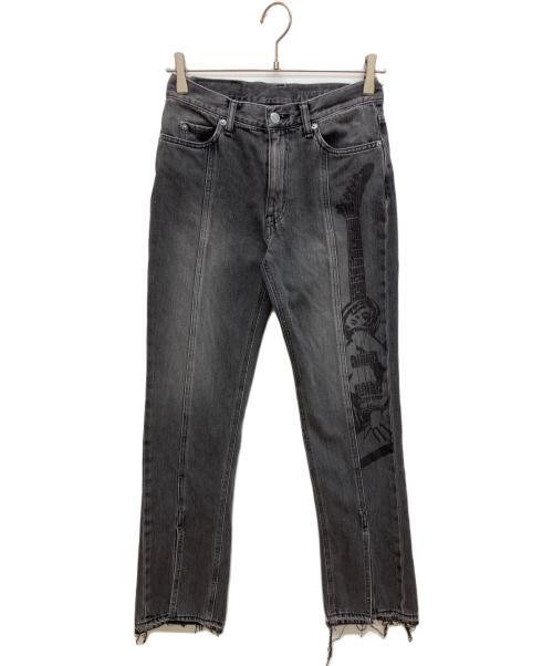 Hysteric Glamour（ヒステリックグラマー）Hysteric Glamour (ヒステリックグラマー) 23AW GUITAR GIRL ギターガール センタースリット デニムパンツ ジーンズ ブラック サイズ: 66cm (W26)の古着・服飾アイテム