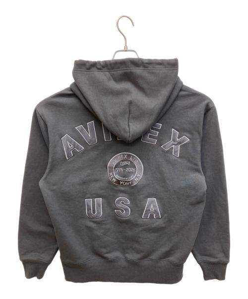 AVIREX（アヴィレックス）AVIREX (アヴィレックス)  50th VARSITY PARKA　50周年モデル バーシティロゴ スウェットジップパーカー グレー サイズ:Mの古着・服飾アイテム