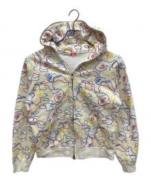 APEE by A BATHING APE（エーエイプ・バイ・ア・ベイシング・エイプ）の古着「ネオンサルカモ　ダブルジップパーカー」｜ホワイト