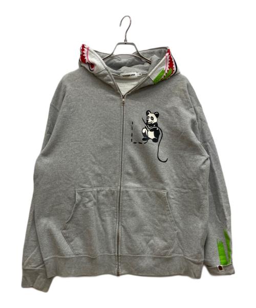 A BATHING APE（ア ベイシング エイプ）A BATHING APE (ア ベイシング エイプ) PANDA FULL ZIP HOODIE　パンダ・フル・ジップ・フーディ グレー サイズ:XLの古着・服飾アイテム