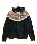 BAPE BY A BATHING APEベイプバイアベイシングエイプ）の古着「初期タグ/ノルディック柄フルジップパーカー　」｜ブラック