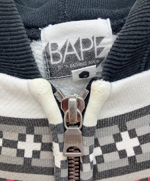 BAPE BY A BATHING APE（ベイプバイアベイシングエイプ）BAPE BY A BATHING APE (ベイプバイアベイシングエイプ) 初期タグ/ノルディック柄フルジップパーカー　 ブラック サイズ:XLの古着・服飾アイテム