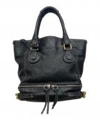 Chloeクロエ）の古着「レザーパディントントートバッグ　Paddington Zip Leather Shopping Tote」｜ブラック