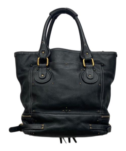 Chloe（クロエ）Chloe (クロエ) レザーパディントントートバッグ　Paddington Zip Leather Shopping Tote ブラックの古着・服飾アイテム