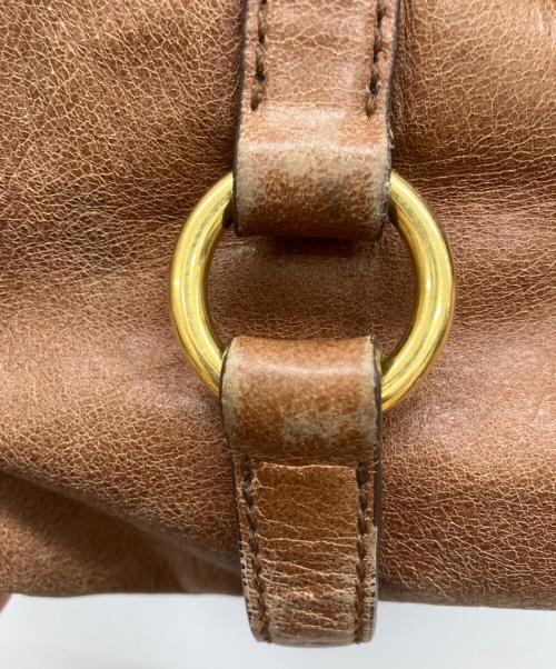 MIU MIU（ミュウミュウ）MIU MIU (ミュウミュウ) Vitello Lux Ribbon 2WAYショルダーバッグ　　ヴィッテロ・ラックス・リボン・ツーウェイ・ショルダーバッグ ブラウンの古着・服飾アイテム