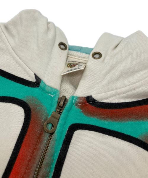 Ed Hardy（エド ハーディー）Ed Hardy (エド ハーディー) TRUE LOVEジップパーカー　総柄ジップパーカー　刺繍入りパーカー ホワイト サイズ:Mの古着・服飾アイテム