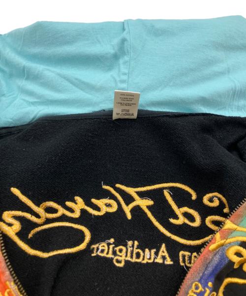 Ed Hardy（エド ハーディー）Ed Hardy (エド ハーディー) タトゥー風ジップパーカー　総柄ジップパーカー ブラック サイズ:Ｓの古着・服飾アイテム