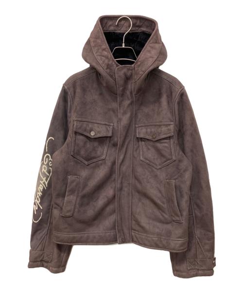 Ed Hardy（エド ハーディー）ED HARDY (エド ハーディー) ジップパーカー ブラウン サイズ:Ｌの古着・服飾アイテム