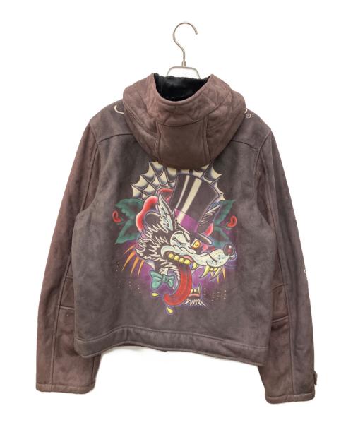 Ed Hardy（エド ハーディー）ED HARDY (エド ハーディー) ジップパーカー ブラウン サイズ:Ｌの古着・服飾アイテム
