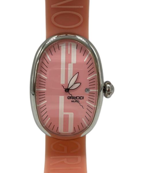 GRIMOLDI MILANO（グリモルディ ミラノ）GRIMOLDI MILANO (グリモルディ ミラノ) BORGONOVO/ボルゴノーヴォ　ラバーベルト 腕時計 ピンクの古着・服飾アイテム
