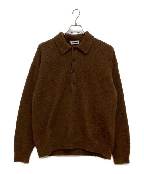 H BEAUTY&YOUTH（エイチ ビューティー&ユース）H BEAUTY&YOUTH (エイチ ビューティー&ユース) ナッピングウール 4B ポロカラーニット ブラウン サイズ:Ｓの古着・服飾アイテム